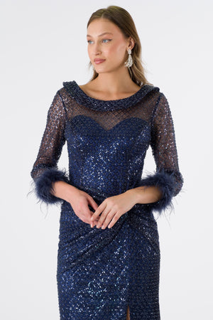 Finesse Navy blue evening dress (big size)