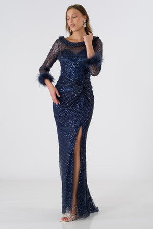 Finesse Navy blue evening dress (big size)