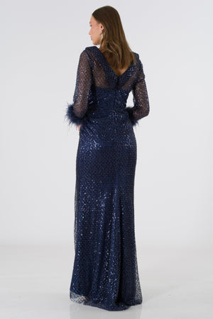 Finesse Navy blue evening dress (big size)