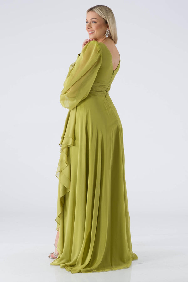 Fiona peanut green evening dress dress