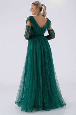 Foggy Emerald Evening Dress