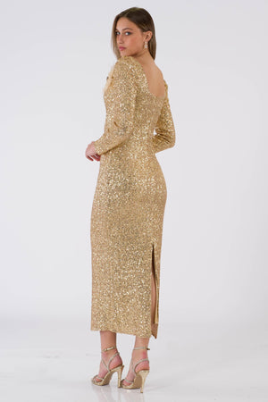 Isolde Gold Evening Dress