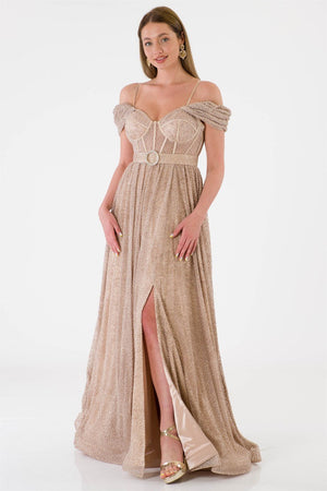 Mahur beige evening dress dress