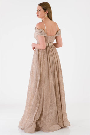 Mahur Beige Evening Dress Dress