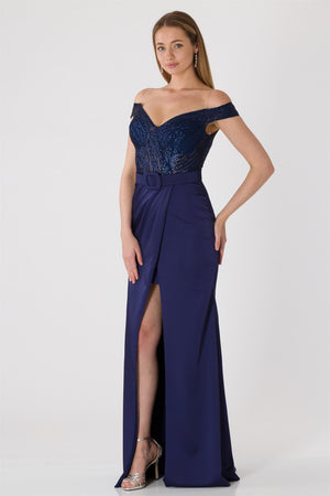 Marlene navy blue evening dress dress