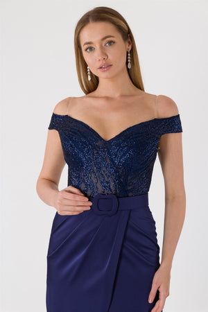 Marlene navy blue evening dress dress