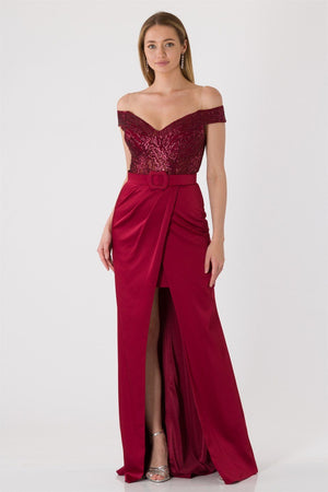 Marlene Bordeaux Evening Dress