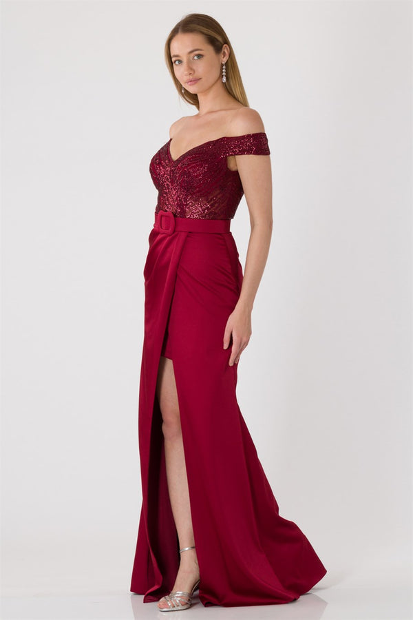 Marlene Bordeaux Evening Dress