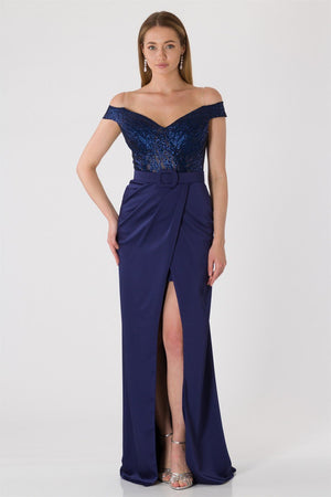 Marlene navy blue evening dress dress