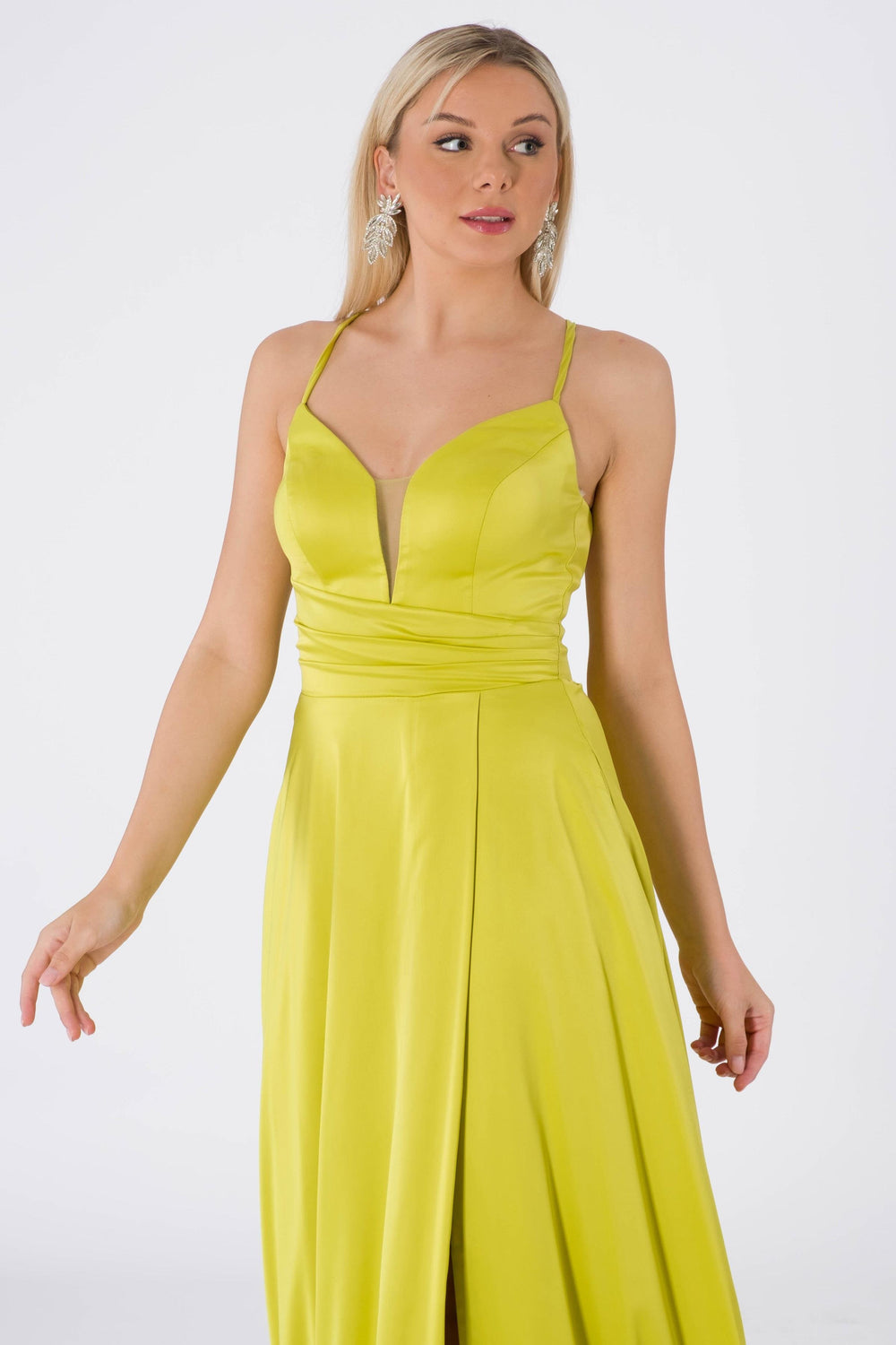 Matera Peanut Green Evening Dress