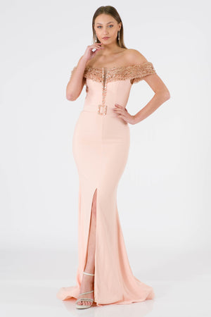 Meyrin Salmon Evening Dress