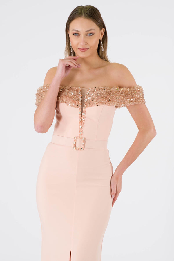 Meyrin Salmon Evening Dress