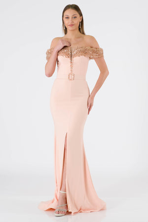 Meyrin Salmon Evening Dress