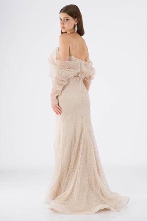 Miya beige evening dress dress