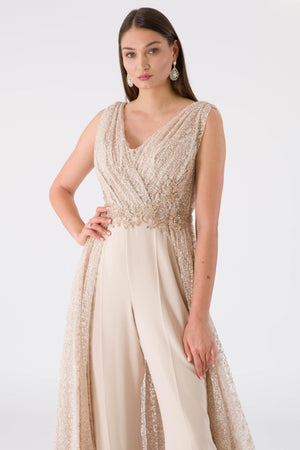 Mrji beige evening dress dress