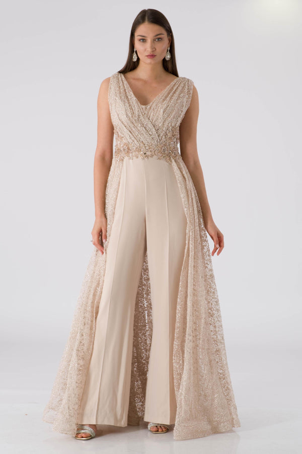 Mrji beige evening dress dress