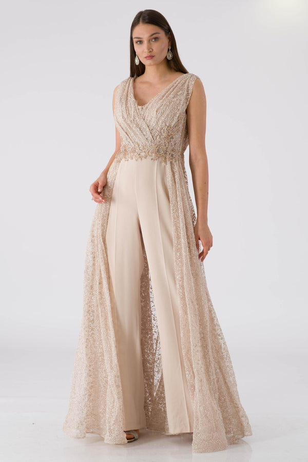 Mrji beige evening dress dress