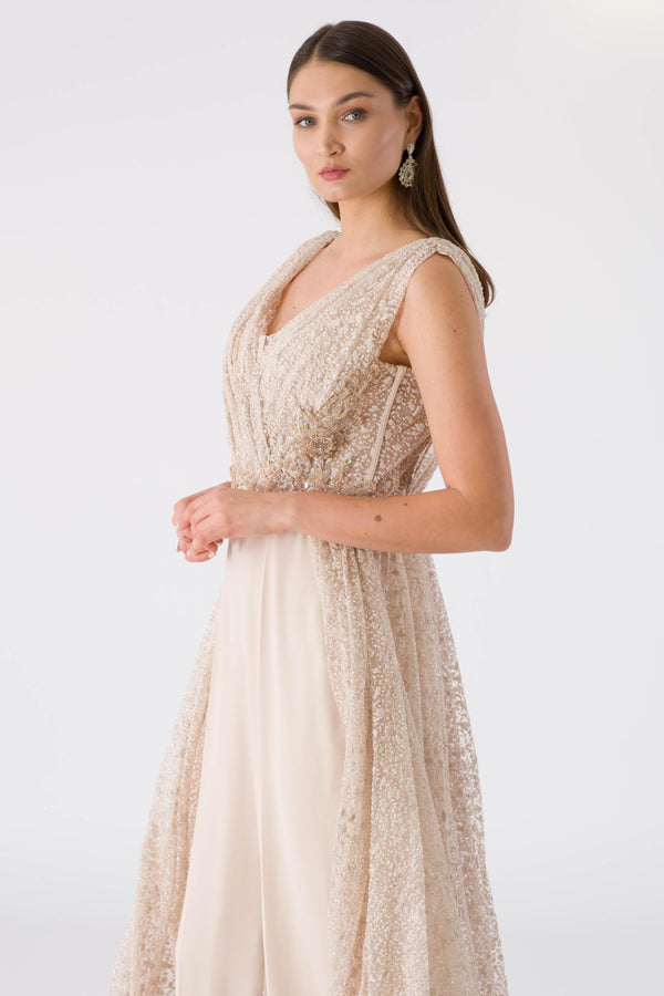 Mrji beige evening dress dress