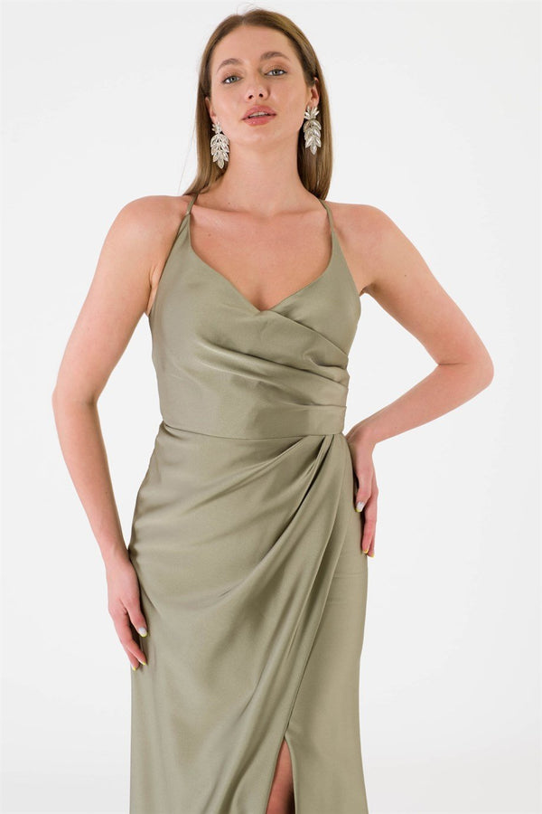 Nazenin Khaki Evening Dress