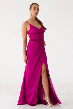 Nazenin Fuchsia Evening Dress