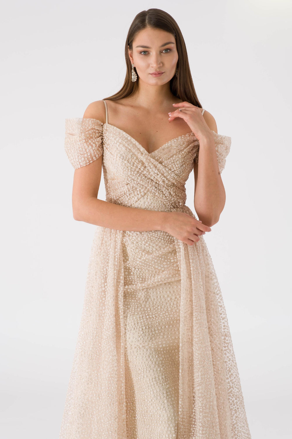 Ogenoy beige evening dress dress