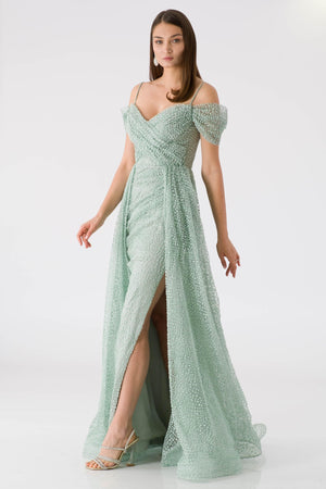 Ogenoy Mint Evening Dress