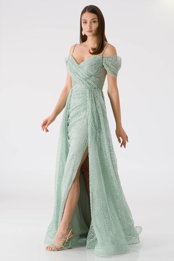 Ogenoy Mint Evening Dress