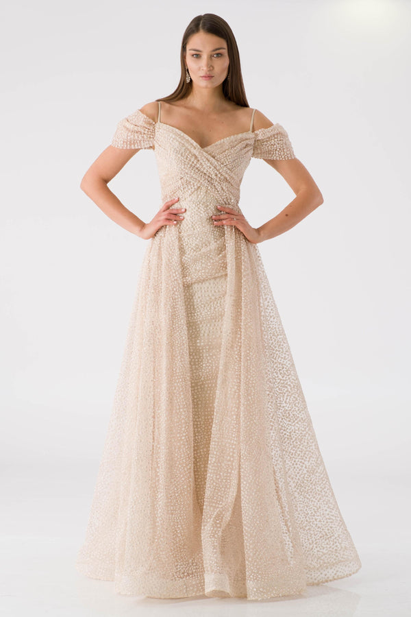 Ogenoy beige evening dress dress