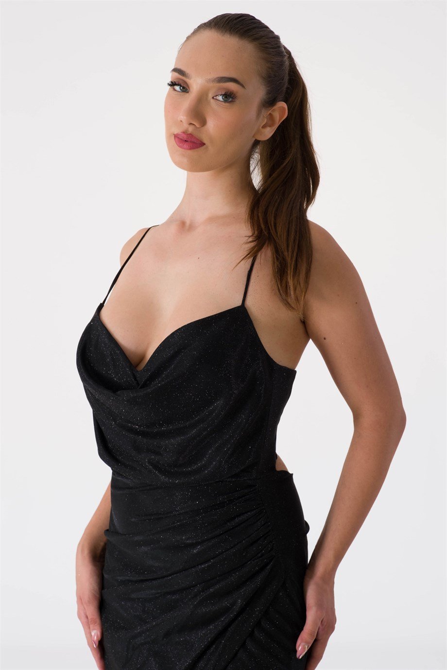 Ome black evening dress dress