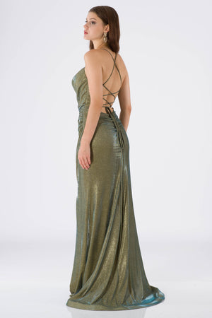 Ome khaki evening dress dress