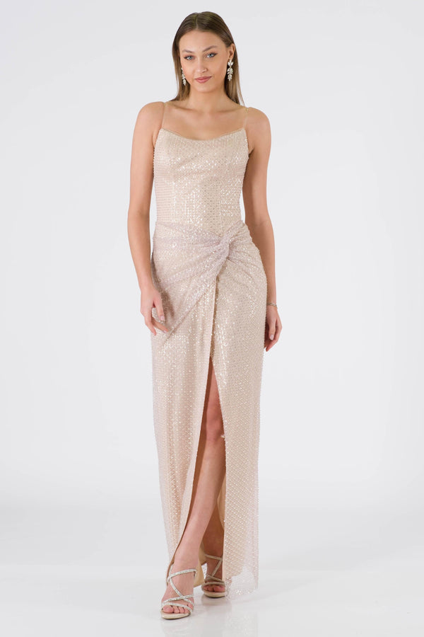 Opole beige evening dress dress