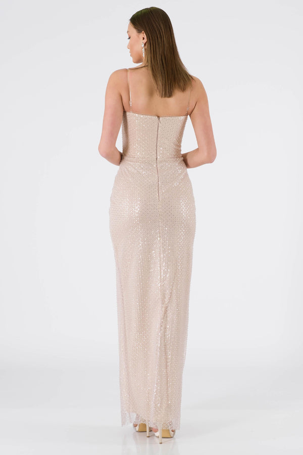 Opole beige evening dress dress