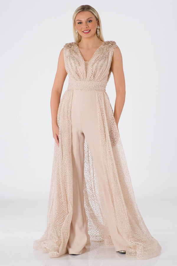 Penny beige evening dress dress