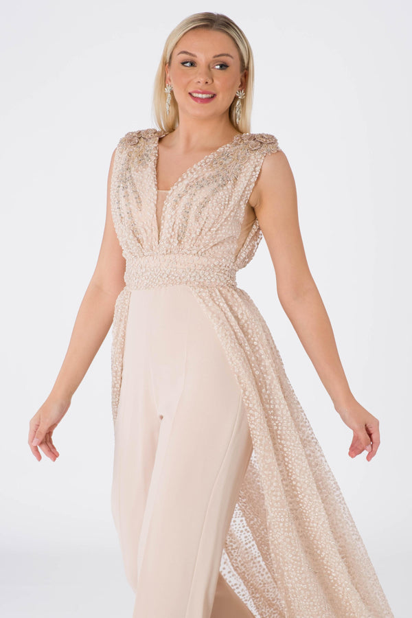 Penny beige evening dress dress