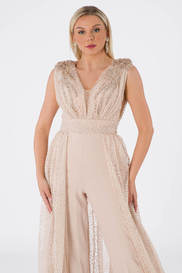 Penny beige evening dress dress