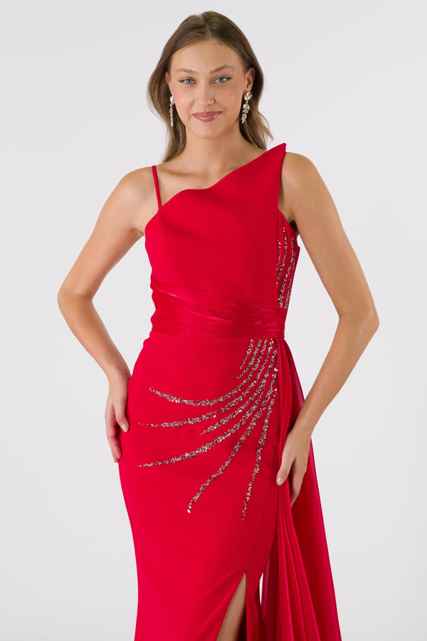 Pusar Red Evening Dress