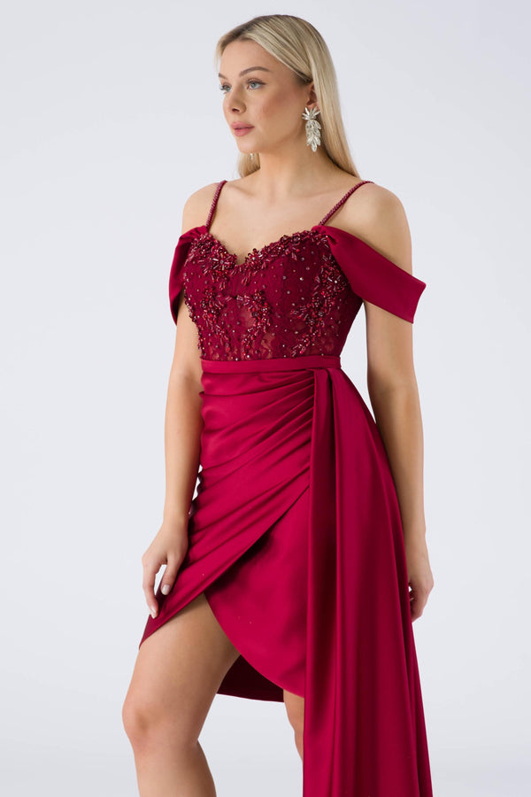 Rozzby Bordeaux Evening Dress