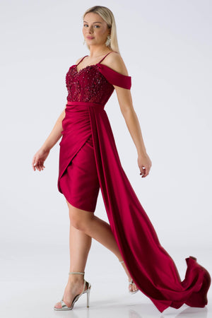 Rozzby Bordeaux Evening Dress