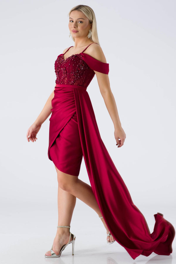 Rozzby Bordeaux Evening Dress