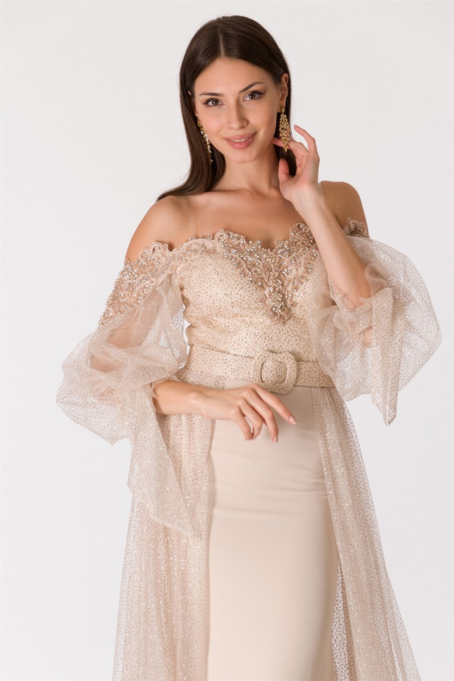 Sezy Beige Evening Dress Dress