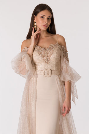 Sezy beige evening dress dress