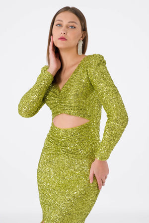 Siena Peanut Green Evening Dress