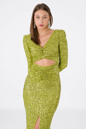 Siena Peanut Green Evening Dress