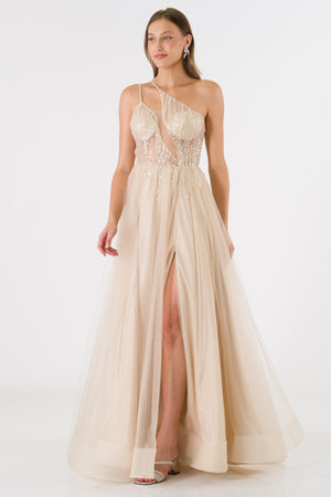 Stella beige evening dress dress