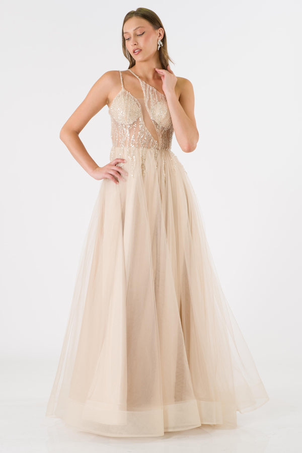 Stella beige evening dress dress