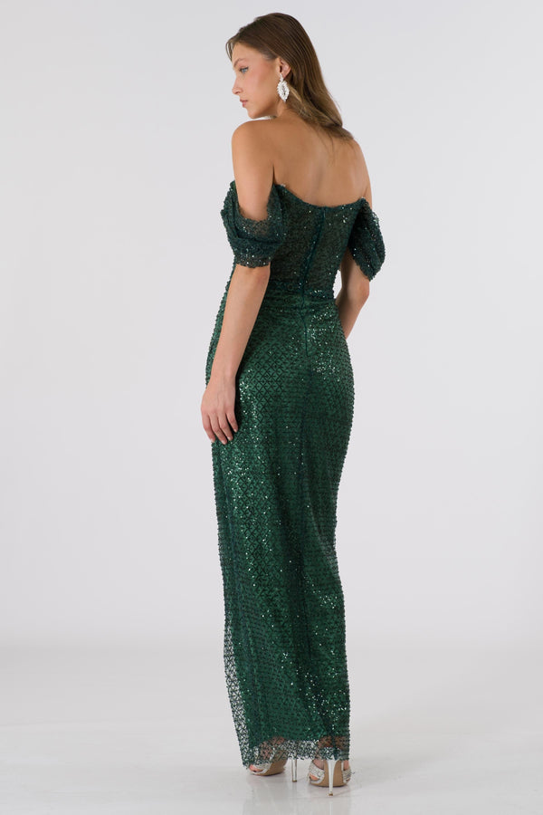 Stephani Emerald Evening Dress