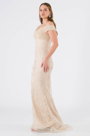 Thurgau beige evening dress dress