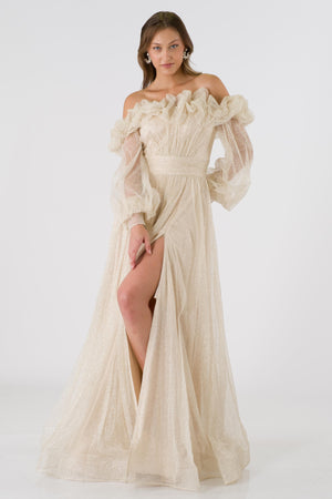 Velvex beige evening dress dress