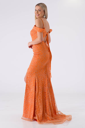 Well orange evening dress dress