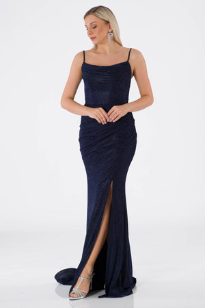 Jade navy blue evening dress dress